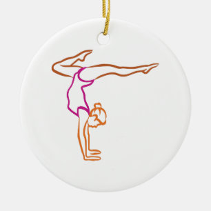 Kvinnlig gymnast julgransprydnad keramik