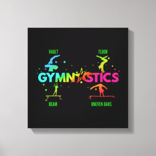 Kvinnlig Gymnastik Barr Bom Hopp Golv Canvastryck