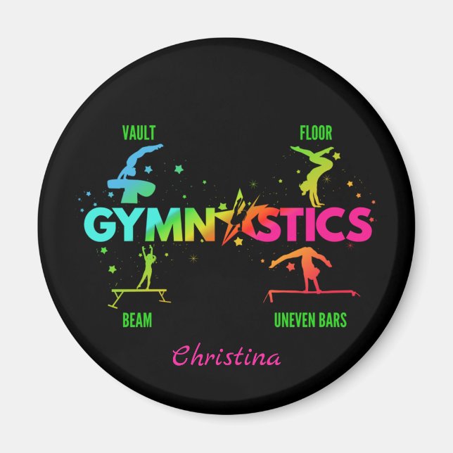 Kvinnlig Gymnastik Barr Bom Hopp Golv Magnet (Framsidan)