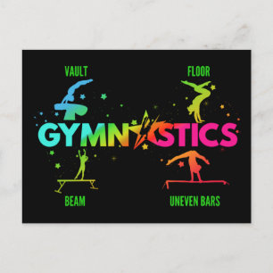 Kvinnlig Gymnastik Barr Bom Hopp Golv Vykort
