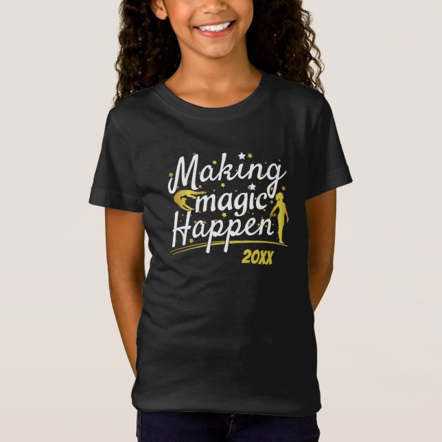 Kvinnlig Gymnastik Gör Magi Händer Citat T Shirt (Framsida)