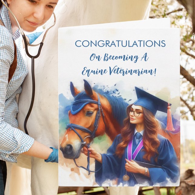 Kvinnlig Hästveterinär Utexamination Kort (Skapare uppladdad)