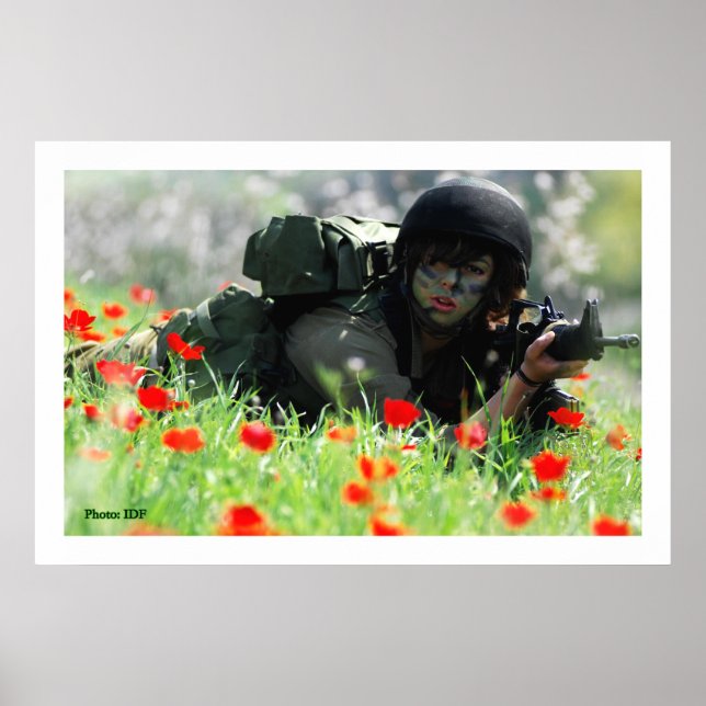 Kvinnlig IDF i Kamouflage Poster (Framsidan)