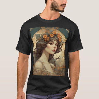 Kvinnlig illustration med Art nouveau T Shirt