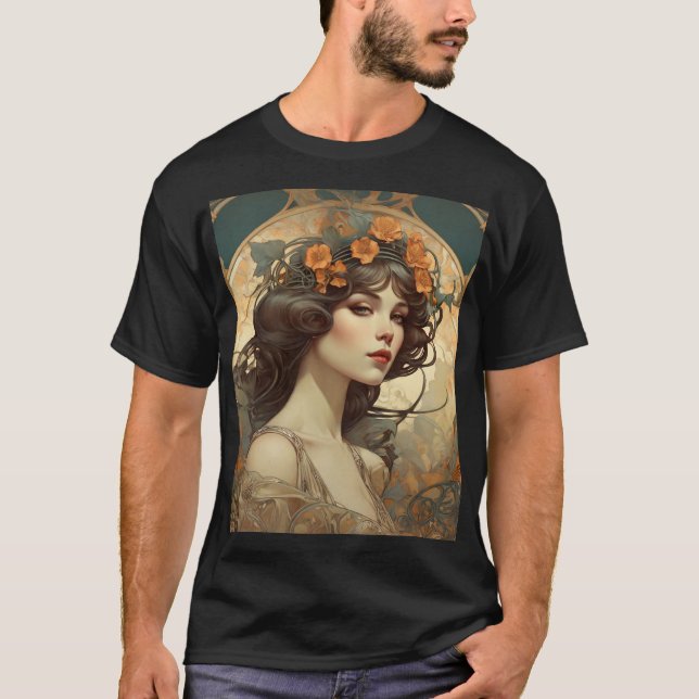 Kvinnlig illustration med Art nouveau T Shirt (Framsida)
