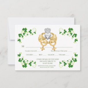 Kvinnlig irländsk Claddagh-ring och shamrocks OSA Kort