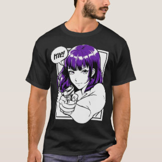 Kvinnlig karaktär i snygg anime-stil som håller Ha T Shirt
