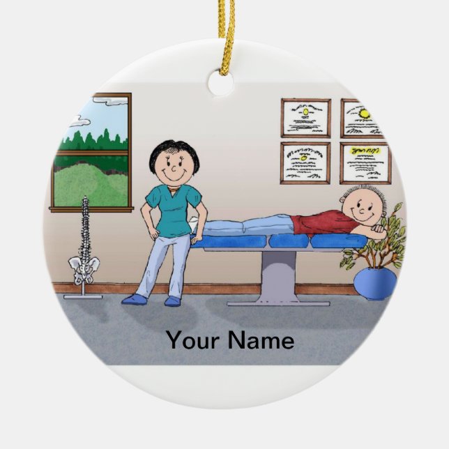 Kvinnlig kiropraktor - julgransprydnad keramik (Framsidan)