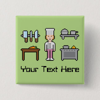 Kvinnlig kock för beställnings- PIXEL Knapp