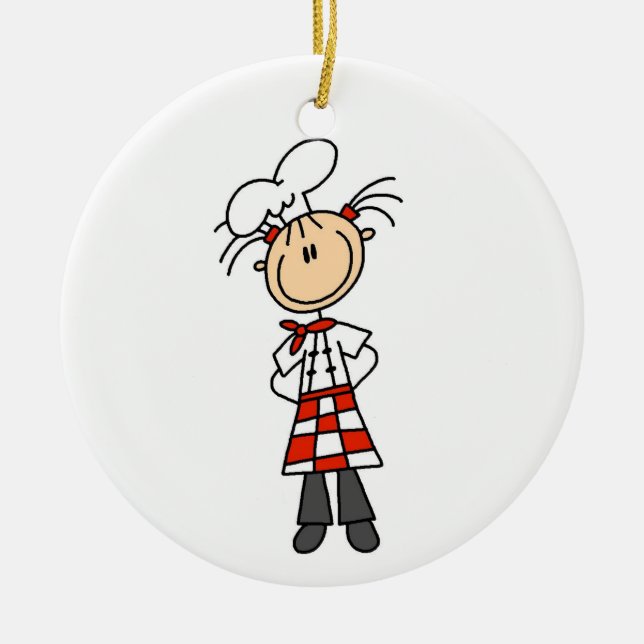 Kvinnlig kock julgransprydnad keramik (Framsidan)