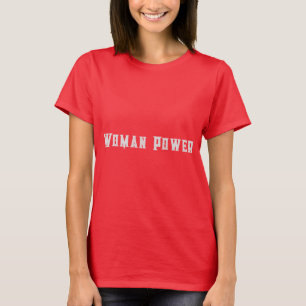 Kvinnlig Kraft Text Kvinnor Flickor Djupröd Färg T Shirt