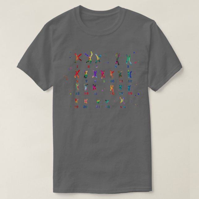 Kvinnlig kromosombildare, vattenfärgad karyotyp, m t shirt (Design framsida)