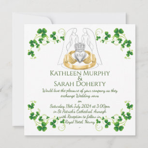 Kvinnlig Kvinnlig Claddagh-ring & Shamrocks Inbjudningar