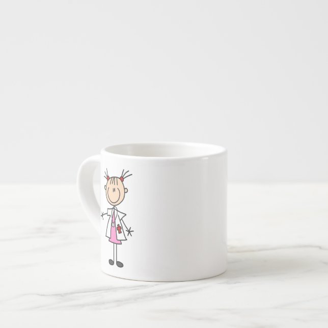 Kvinnlig läkare pinnhuvud espressomugg (Framsida vänster)