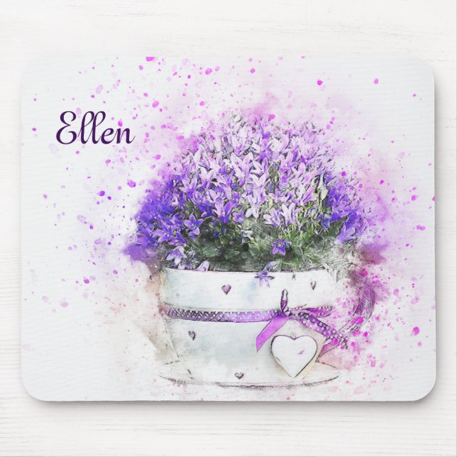 Kvinnlig, lavendel- och lila blommorbukett musmatta (Framsidan)