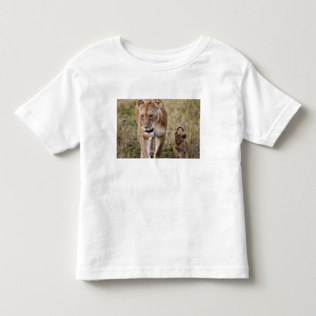 Kvinnlig Lejon med unge T-shirt (Framsida)