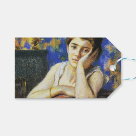 Kvinnlig lektion på en stol presentetikett