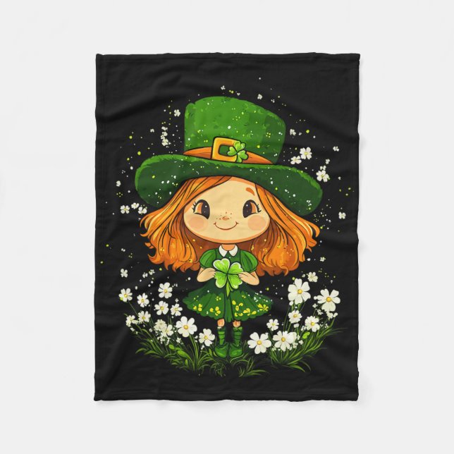 Kvinnlig Leprechaun Shamrock Flickor St Patricks D Fleecefilt (Framsidan)