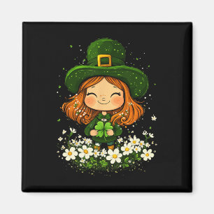 Kvinnlig Leprechaun Shamrock Flickor St Patricks D Magnet