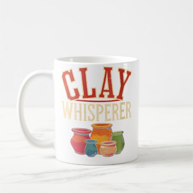 Kvinnlig lerkramare rolig keramik kaffemugg (Vänster)