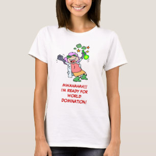 Kvinnlig mad Scientist är Redot för världsdomin T Shirt