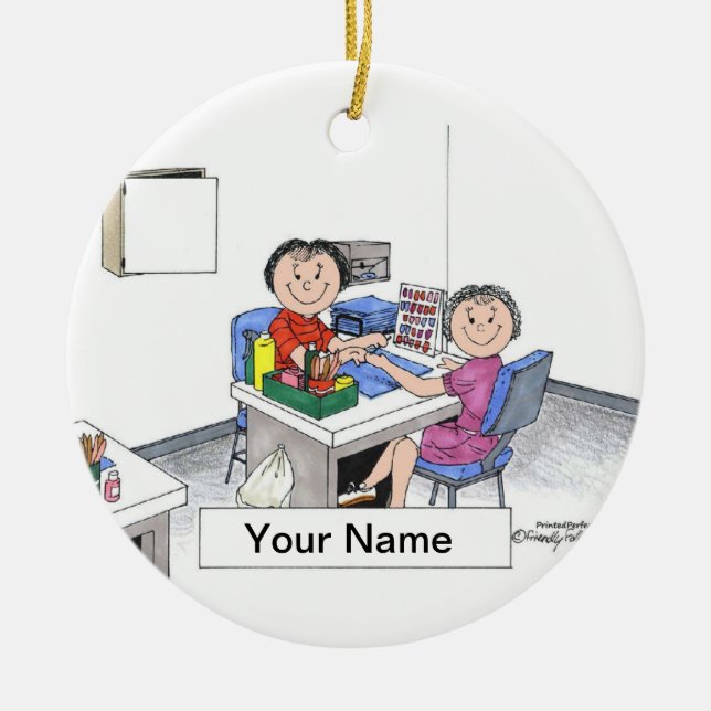 Kvinnlig Manicurist - Julgransprydnad Keramik (Framsidan)