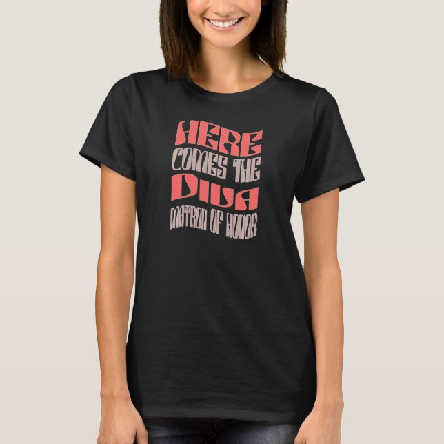 Kvinnlig Matron of Honor Diva Retro Matchande Brud T Shirt (Framsida)