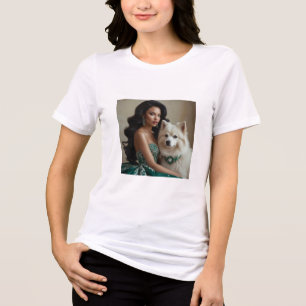 Kvinnlig Med Husdjur Hund Bild Mark Stilfull T Shirt