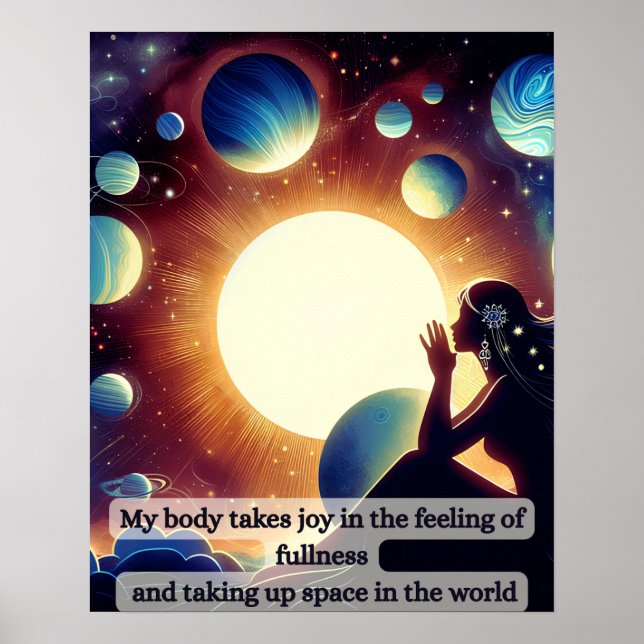 Kvinnlig meditation om kroppspositivitet poster (Framsidan)