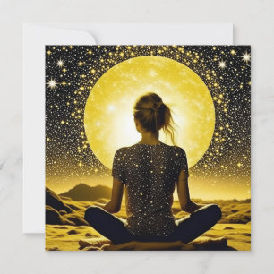 Kvinnlig meditation under Måne Celestial