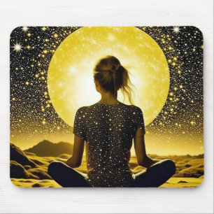 Kvinnlig meditation under Måne Celestial Musmatta