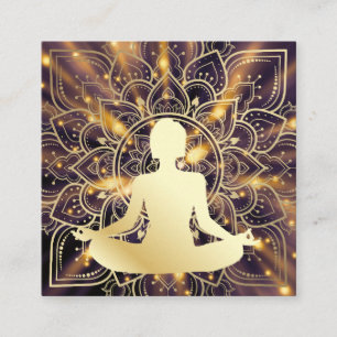 Kvinnlig meditering Mandala Mönster Fyrkantigt Visitkort