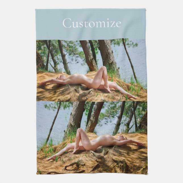 Kvinnlig modell Sunbad Thunder_Cove Kökshandduk (Vertikal)