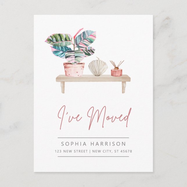 Kvinnlig modern flyttannons vykort (Framsida)