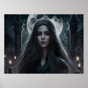 Kvinnlig Mörk Fantasy Goth Art Poster