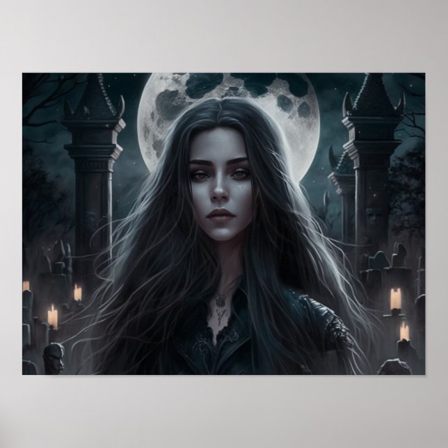 Kvinnlig Mörk Fantasy Goth Art Poster (Framsidan)