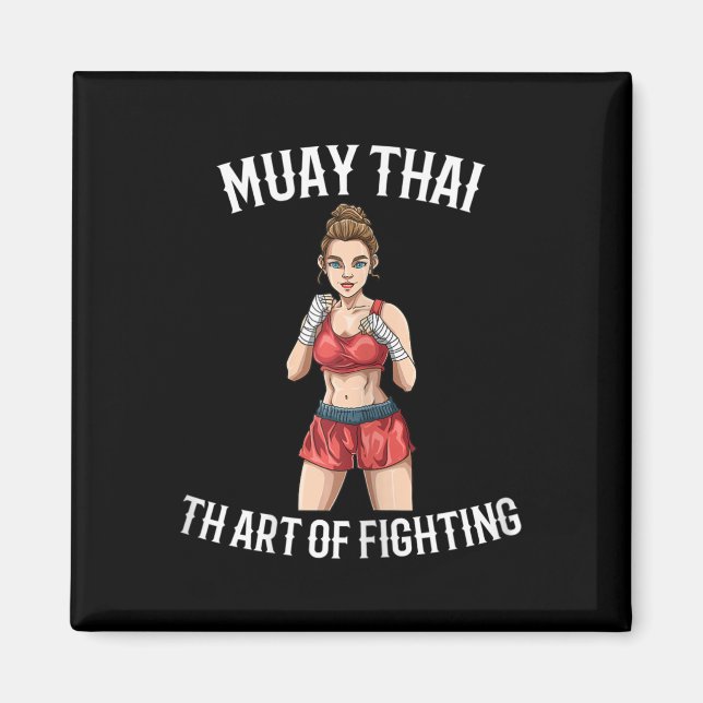 Kvinnlig Muay Thai-krigare - Thai Boxing MMA Magnet (Framsidan)