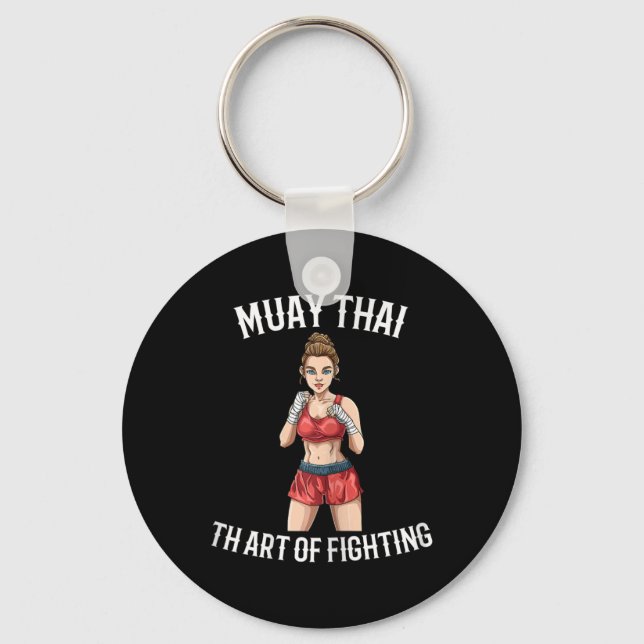 Kvinnlig Muay Thai-krigare - Thai Boxing MMA Nyckelring (Framsida)