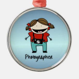 Kvinnlig ockupationfotograf julgransprydnad metall