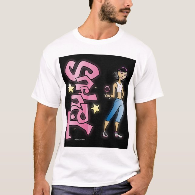 Kvinnlig Oxen-Svart T Shirt (Framsida)