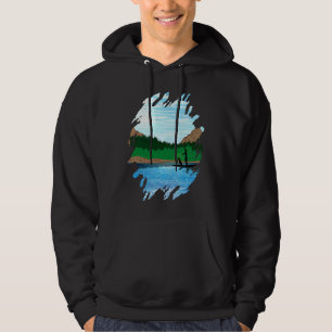 Kvinnlig paddleboardare med hund, paddleboarding s hoodie