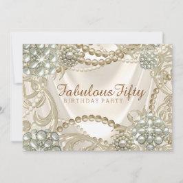 Kvinnlig pärl födelsedagsfest inbjudningar