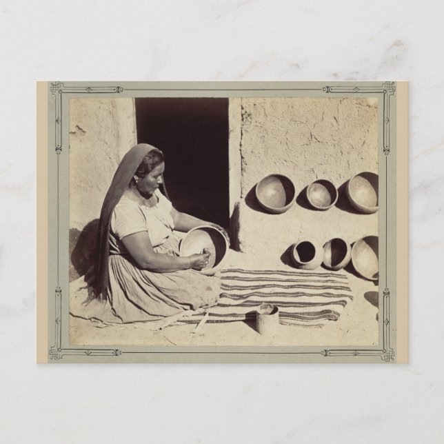 Kvinnlig Polishing Pottery - 1879 Vykort (Framsida)