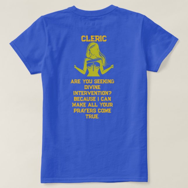 Kvinnlig präst söker t shirt (Design baksida)