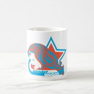 kvinnlig röd och blå stjärna kaffemugg