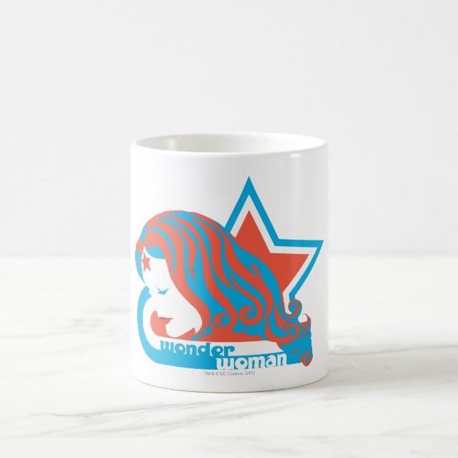  kvinnlig röd och blå stjärna kaffemugg (Center)