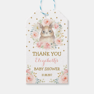 Kvinnlig rodna guld- kaninbaby showerparty favors presentetikett