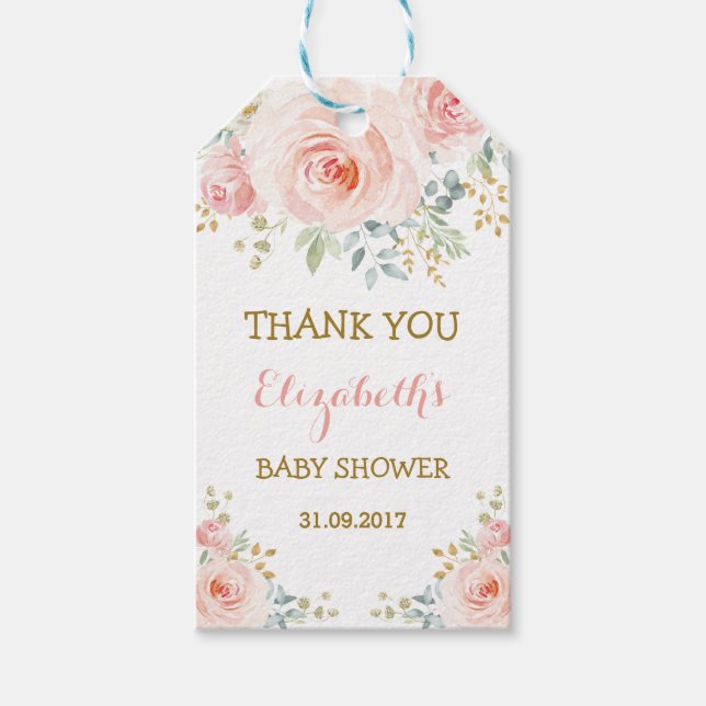 Kvinnlig rodna guld- vattenfärgroparty favors presentetikett (Framsidan)