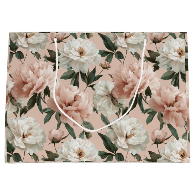 Kvinnlig Rodnad Peony Vit Blommig Mönster (Framsidan)