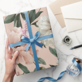Kvinnlig Rodnad Peony Vit Blommig Mönster Presentpapper